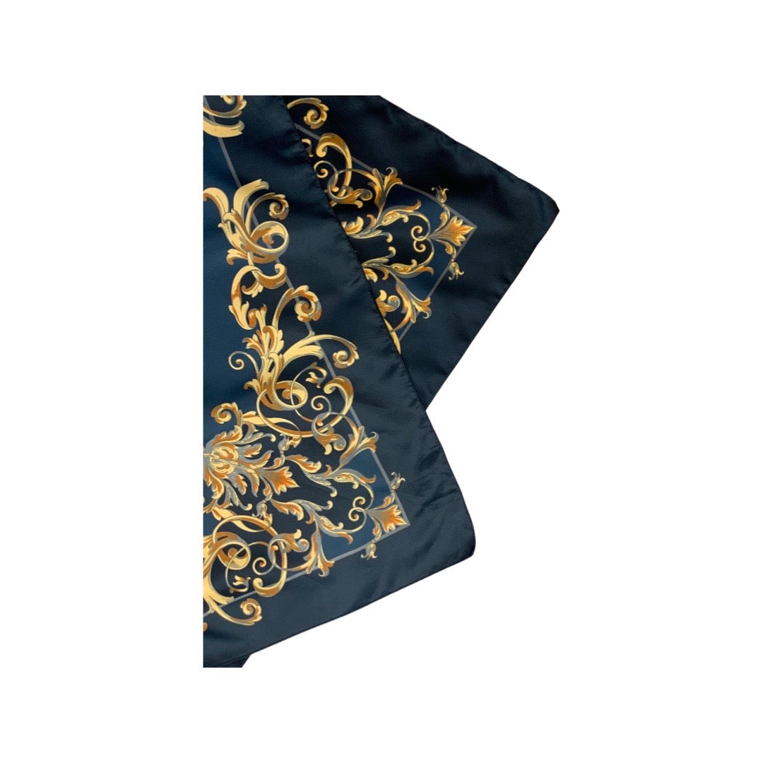 Vintage Blue and Gold Scarf