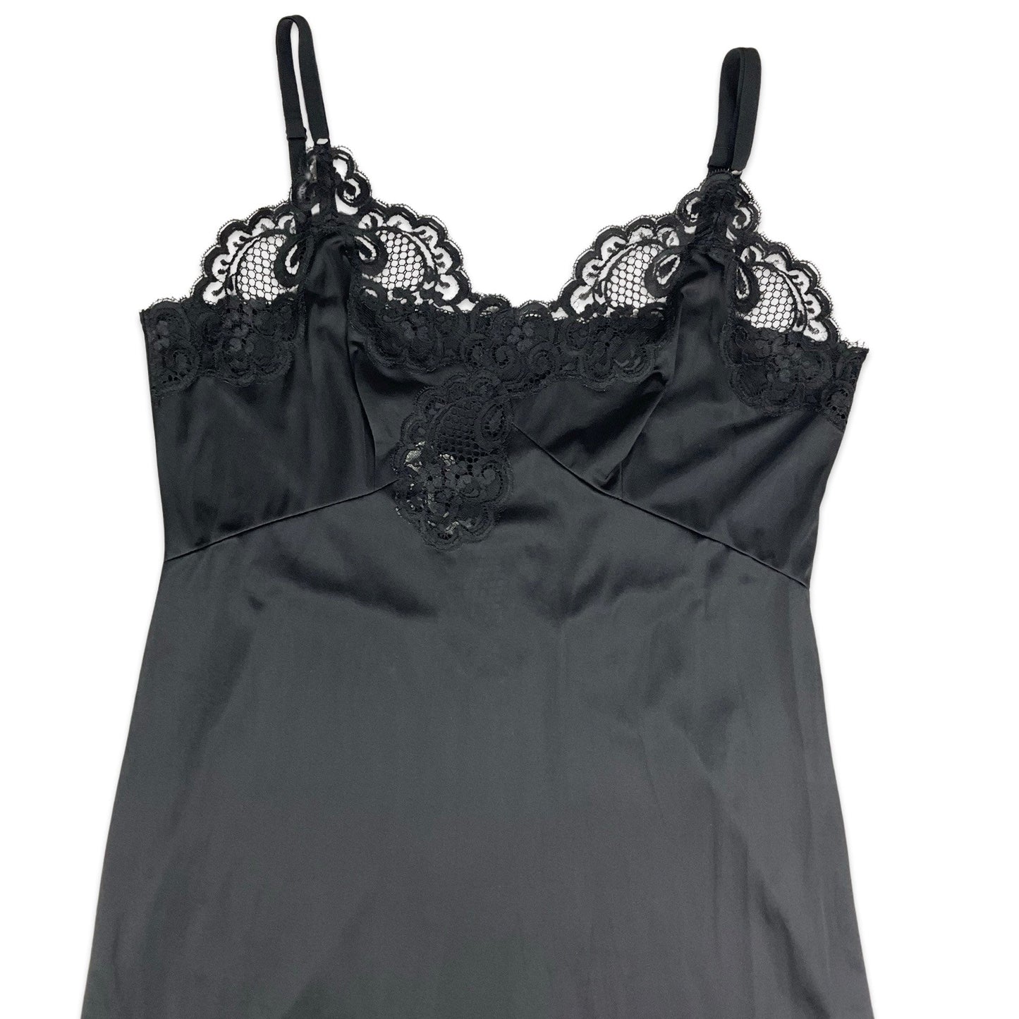 90s Black Midi Slip Dress 6 8 10