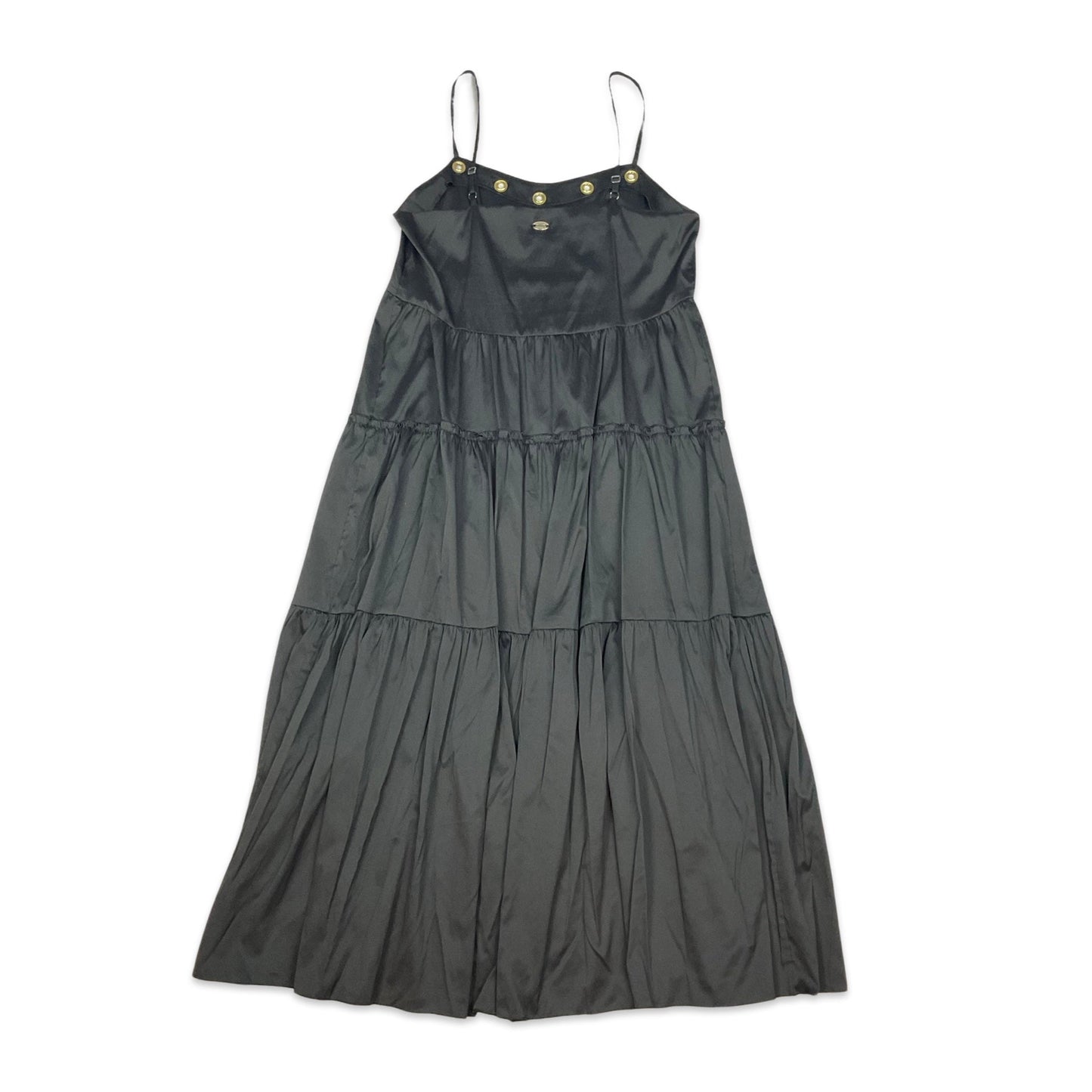 Preloved Black Tiered Pleated Maxi Dress 10 12