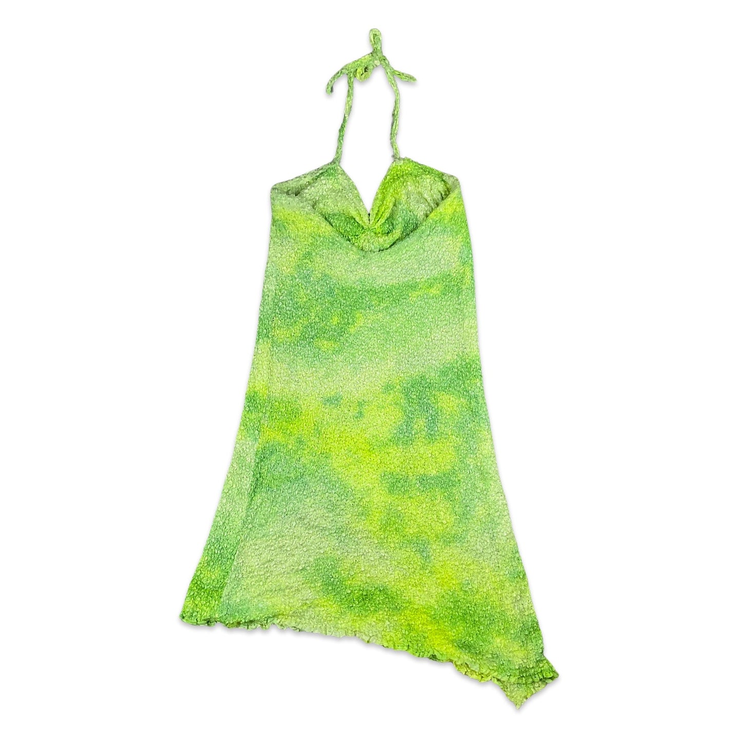 90s Lime Green Halter Neck Dress
