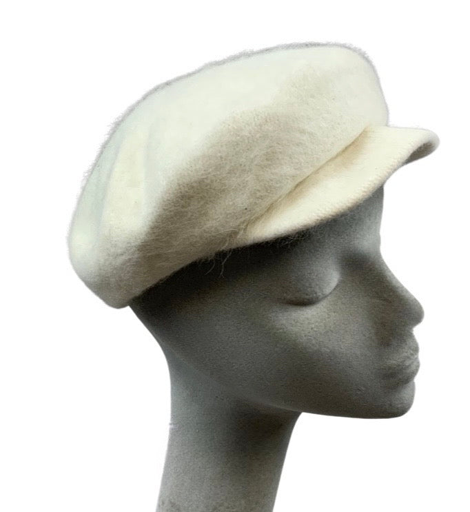 Vintage White Angora Peaked Beret