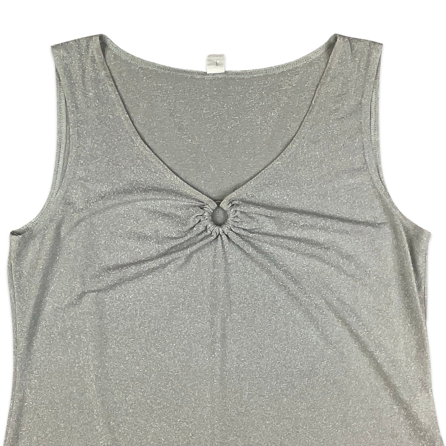 Y2K Silver Lettuce Hem Top 10 12 14 16