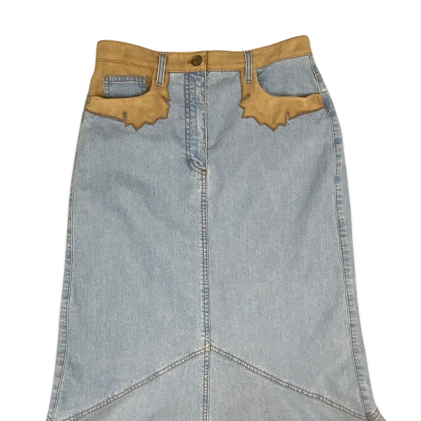 90s Light Denim Maxi Mermaid Skirt 8 10 12