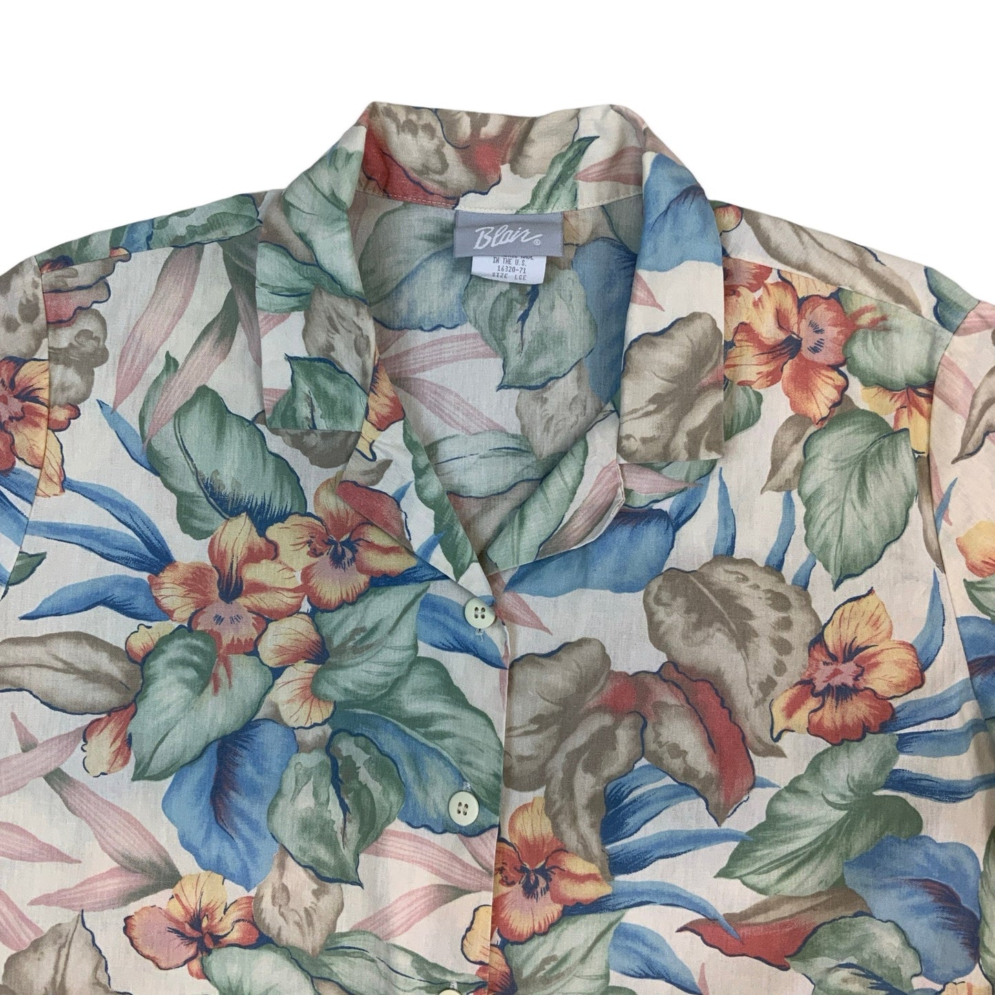 90s Pink Green Blue Floral Hawaiian Shirt 18 20