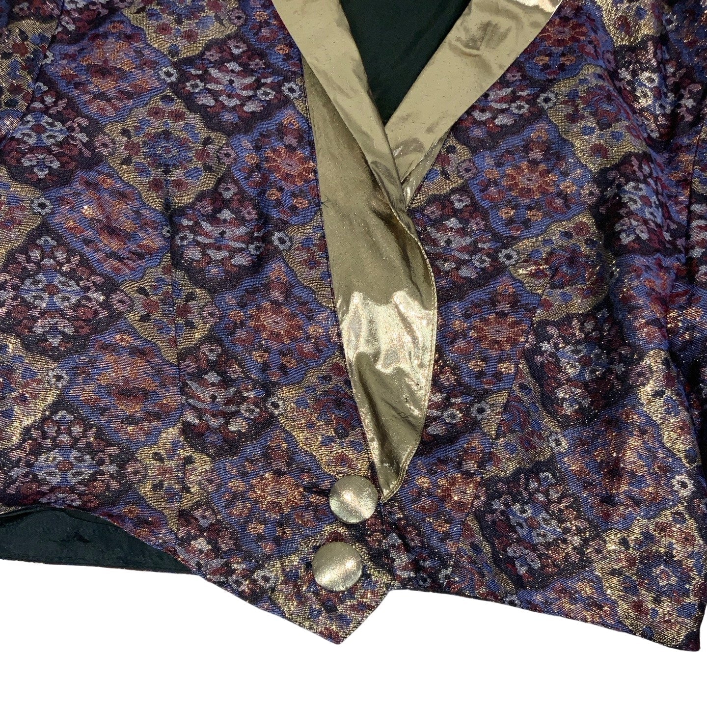 Vintage 80s 90s Purple Gold Geometric Blouse 12 14