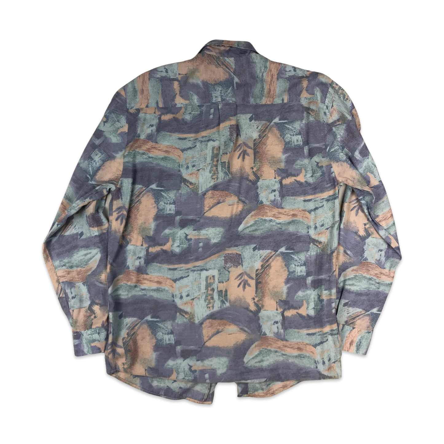 Vintage 80s 90s Abstract Print Pink and Purple Shirt M L