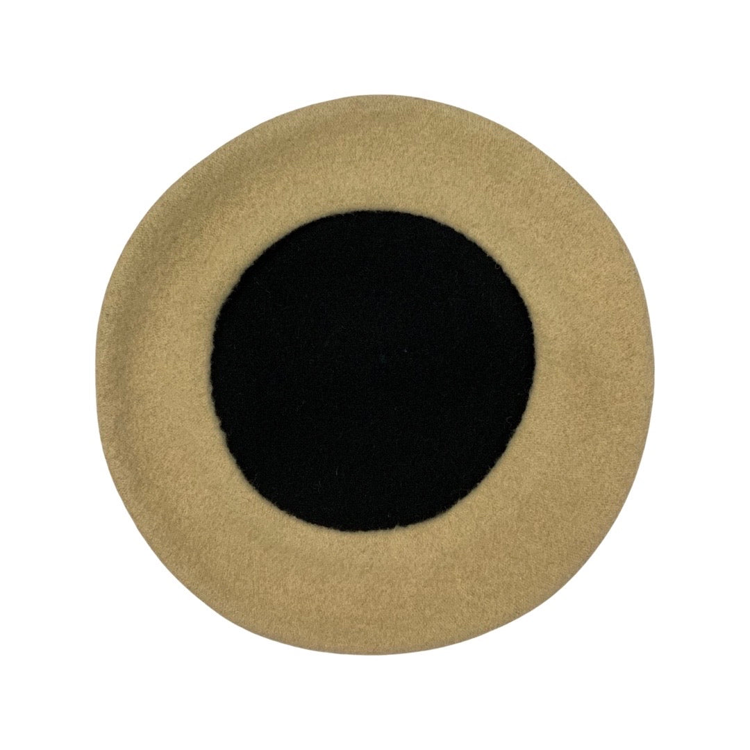 Vintage Black Beige Two-Tone Beret
