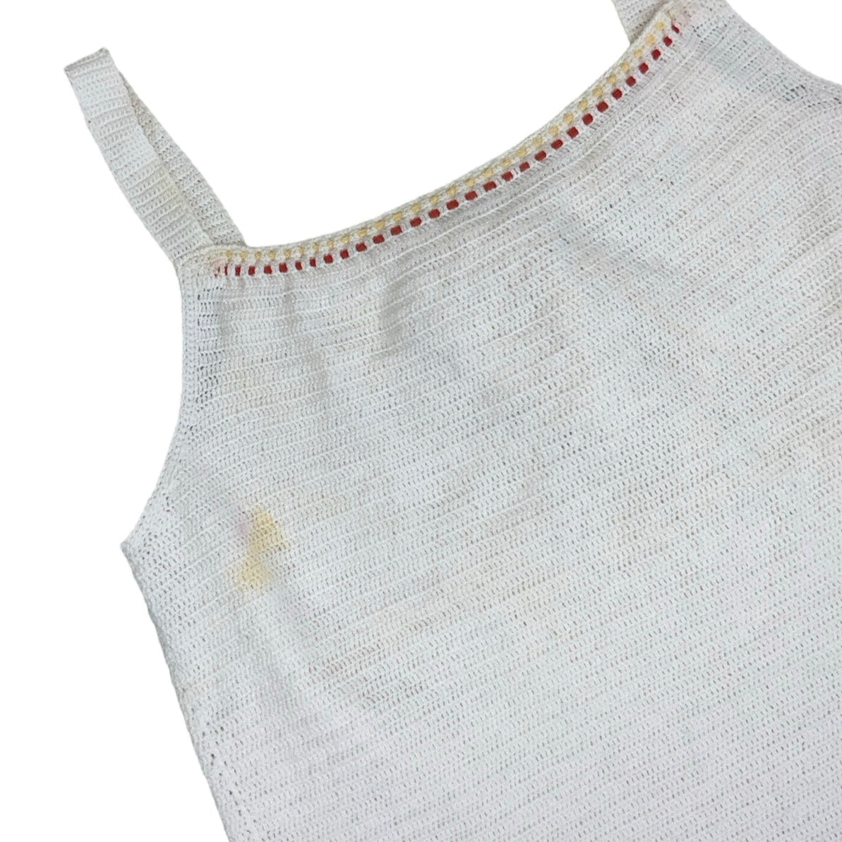Vintage 90s Y2K White Yellow Orange Tank Top UK 8 10