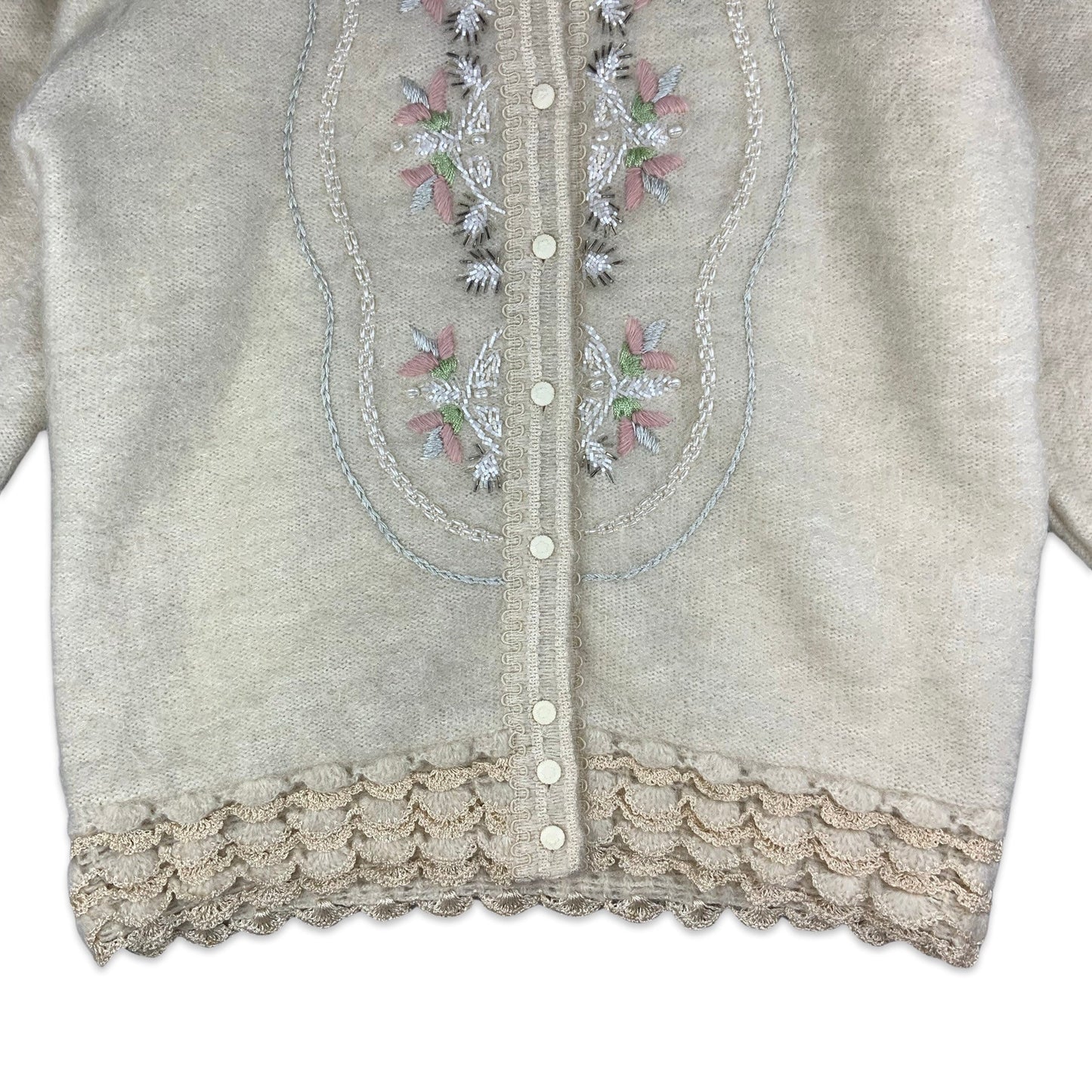 Vintage Cream Knitted Granny Cardigan