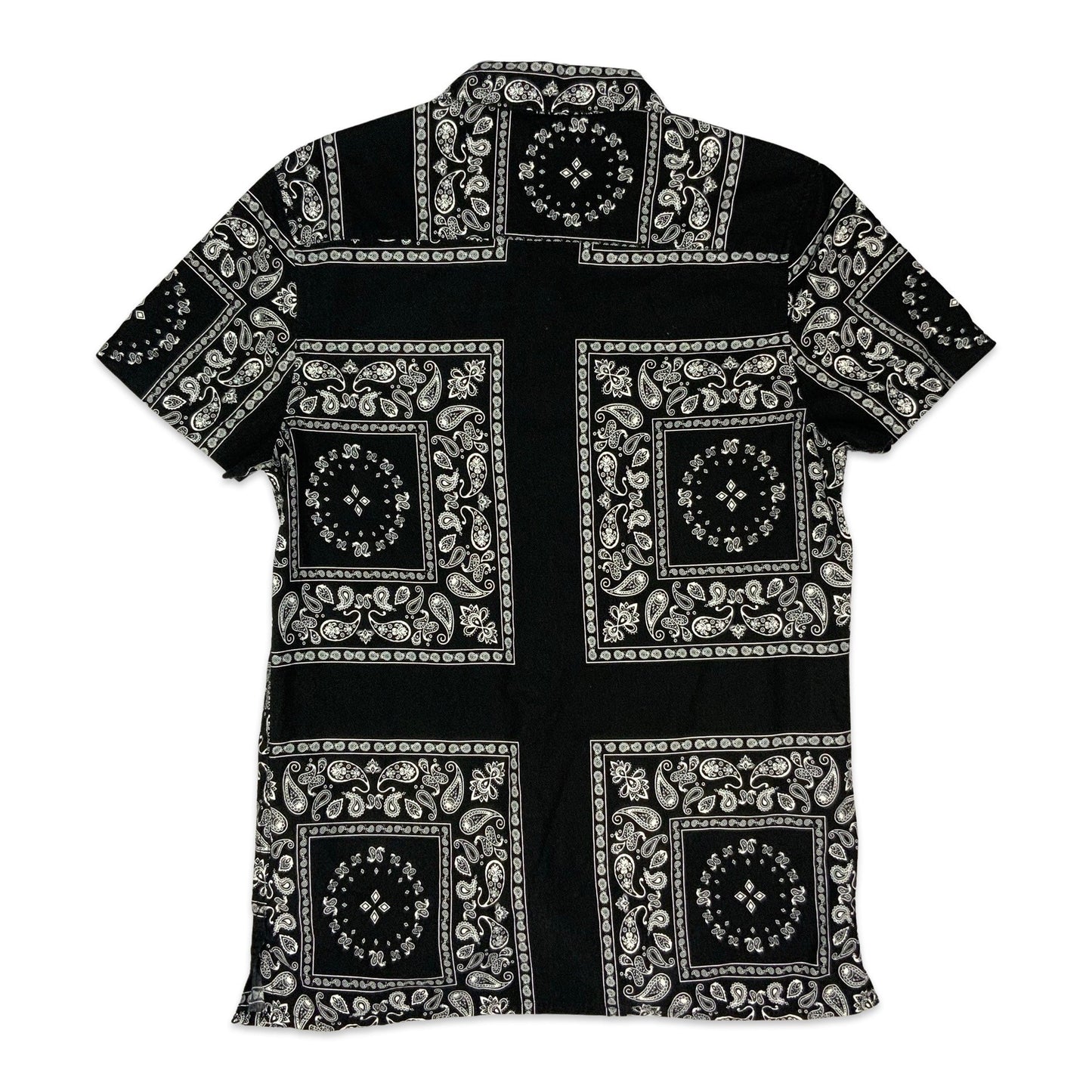 Y2K Black & White Paisley Shirt S