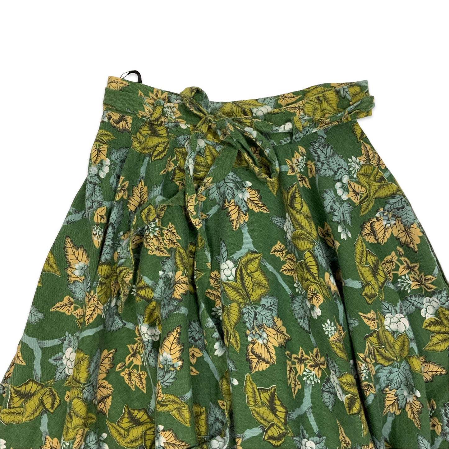 Vintage Green Floral Midi Skirt 8