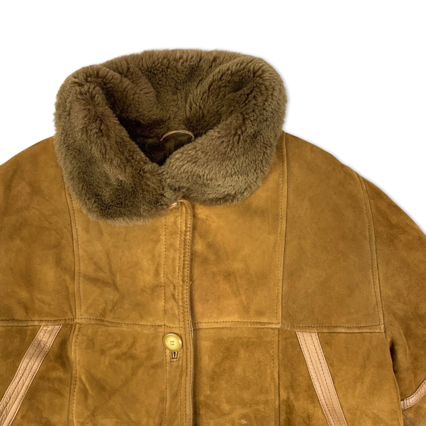Vintage 80s Tan Faux Fur Shearling Coat 18 20