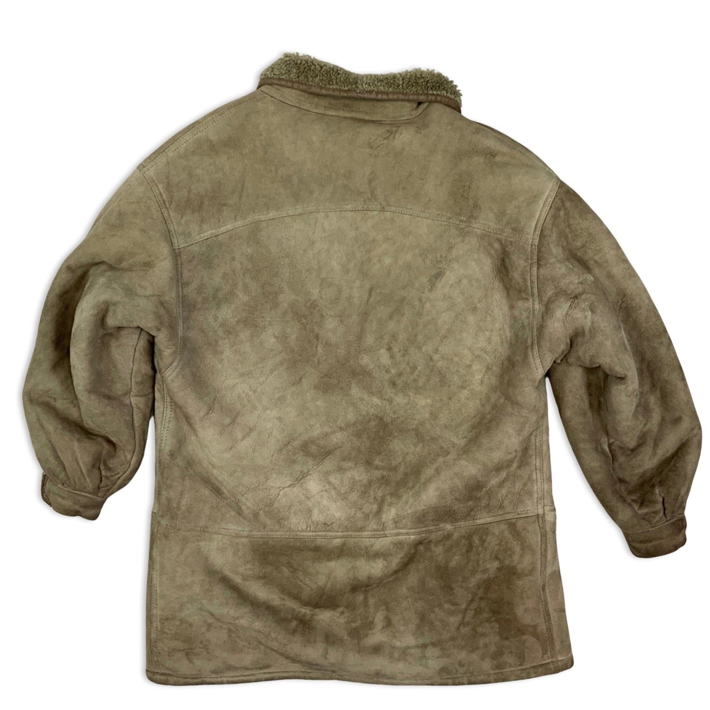 Vintage 80s Beige Sheepskin Shearling Coat 14 16