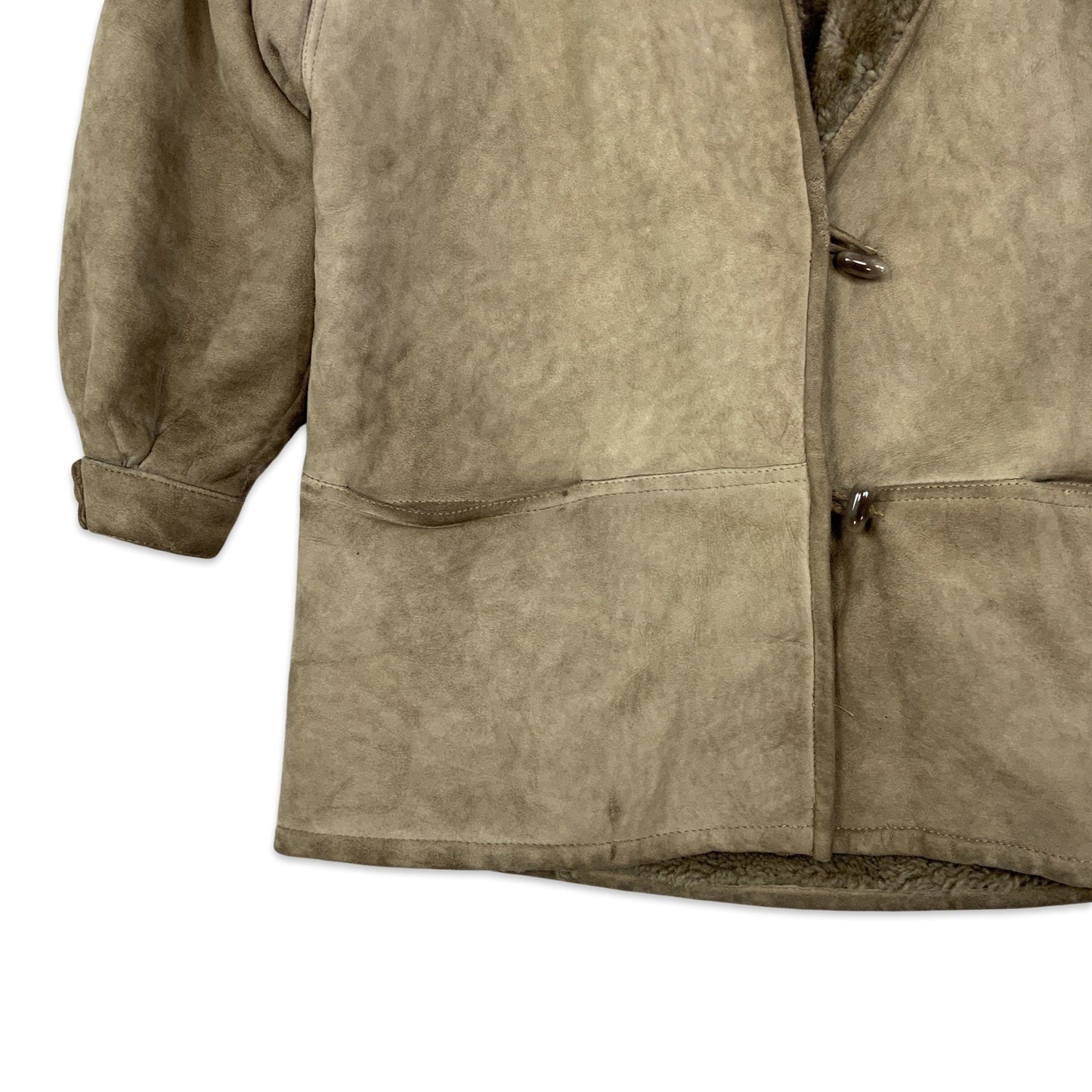 Vintage 80s Beige Sheepskin Shearling Coat 14 16