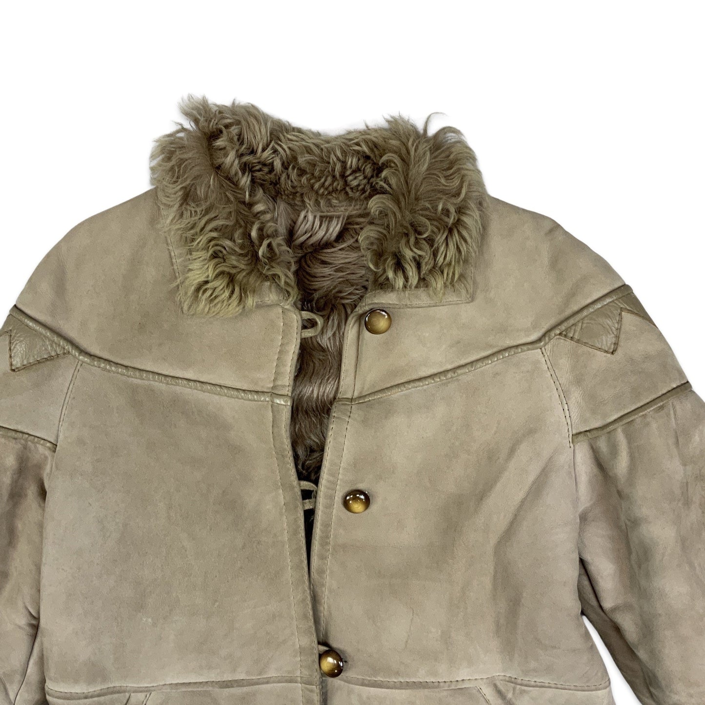 Vintage 80s Light Brown Shearling Coat 10 12