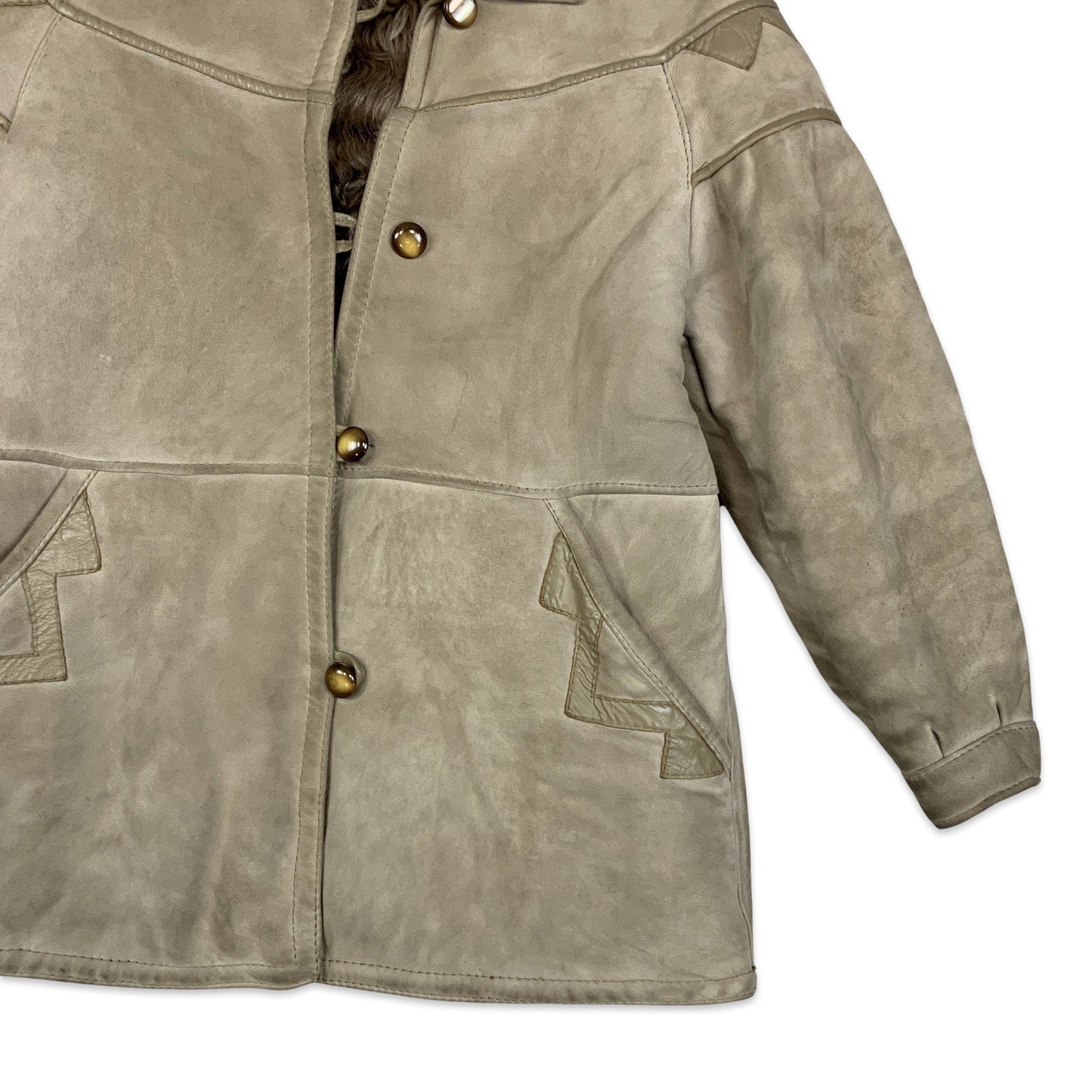 Vintage 80s Light Brown Shearling Coat 10 12