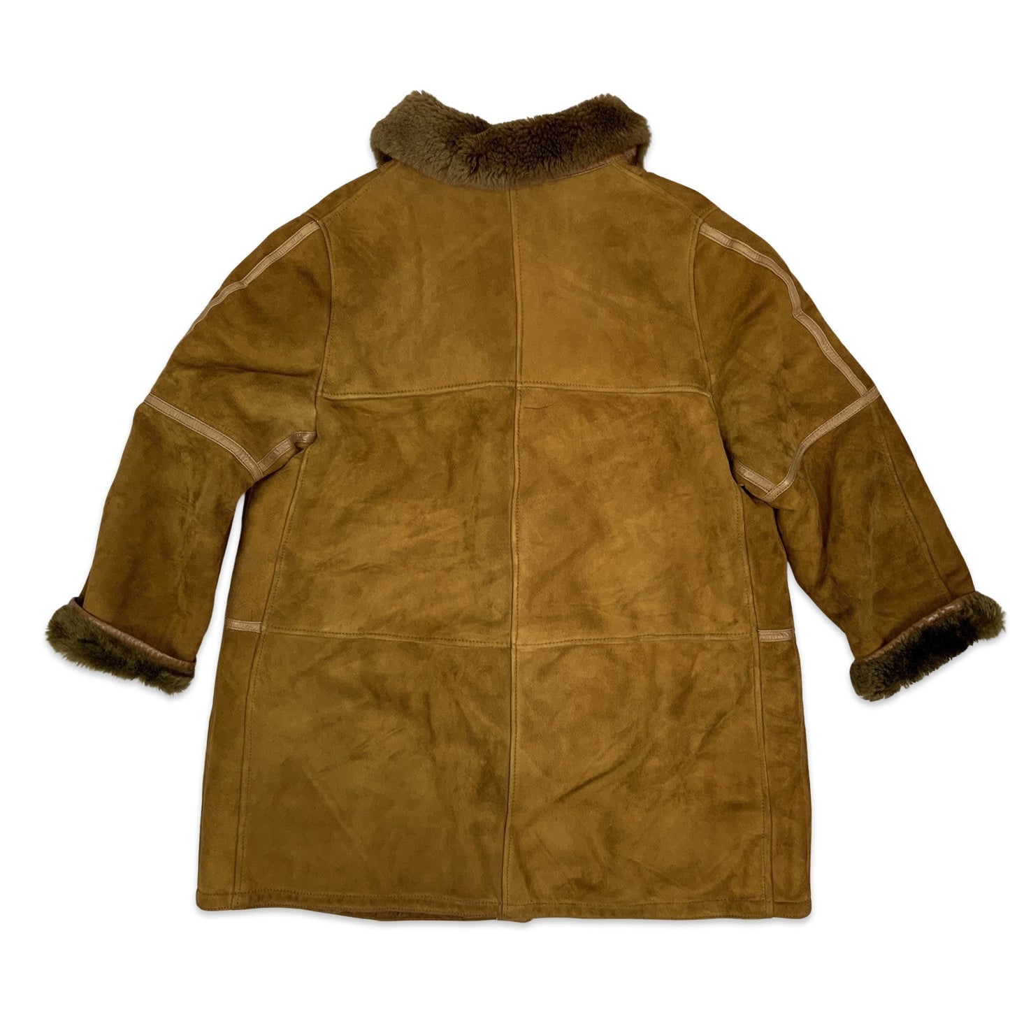 Vintage 80s Tan Faux Fur Shearling Coat 18 20