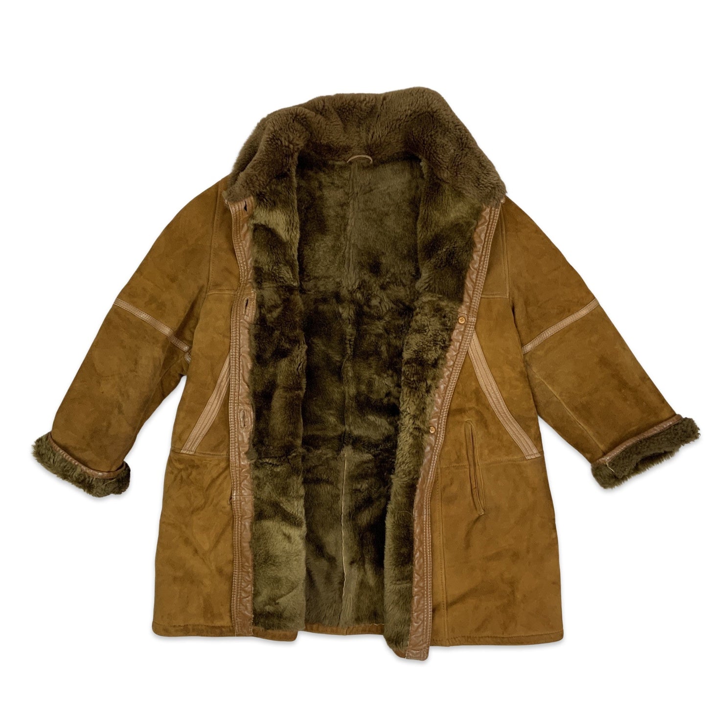 Vintage 80s Tan Faux Fur Shearling Coat 18 20