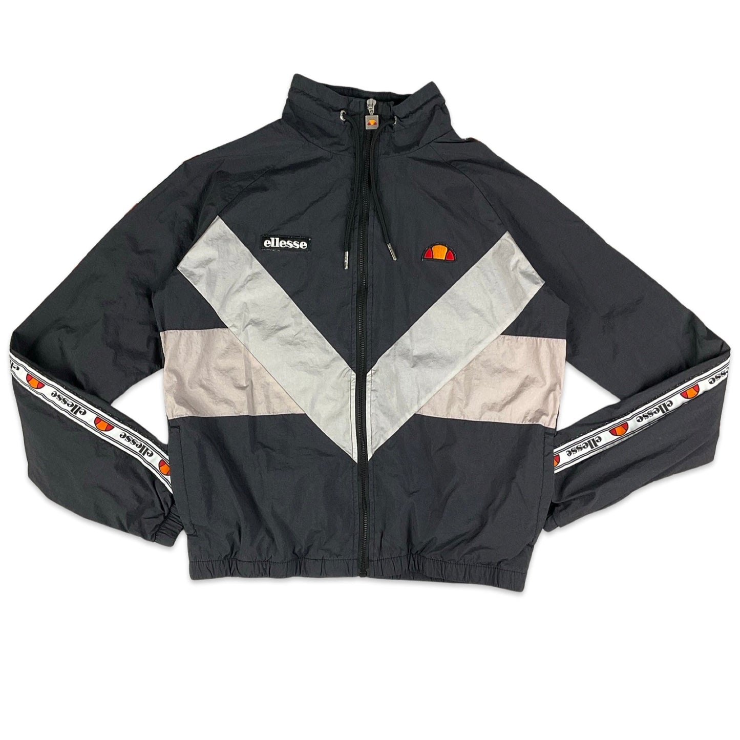 Vintage Ellesse Black Silver & Baby Pink Windbreaker 8 10