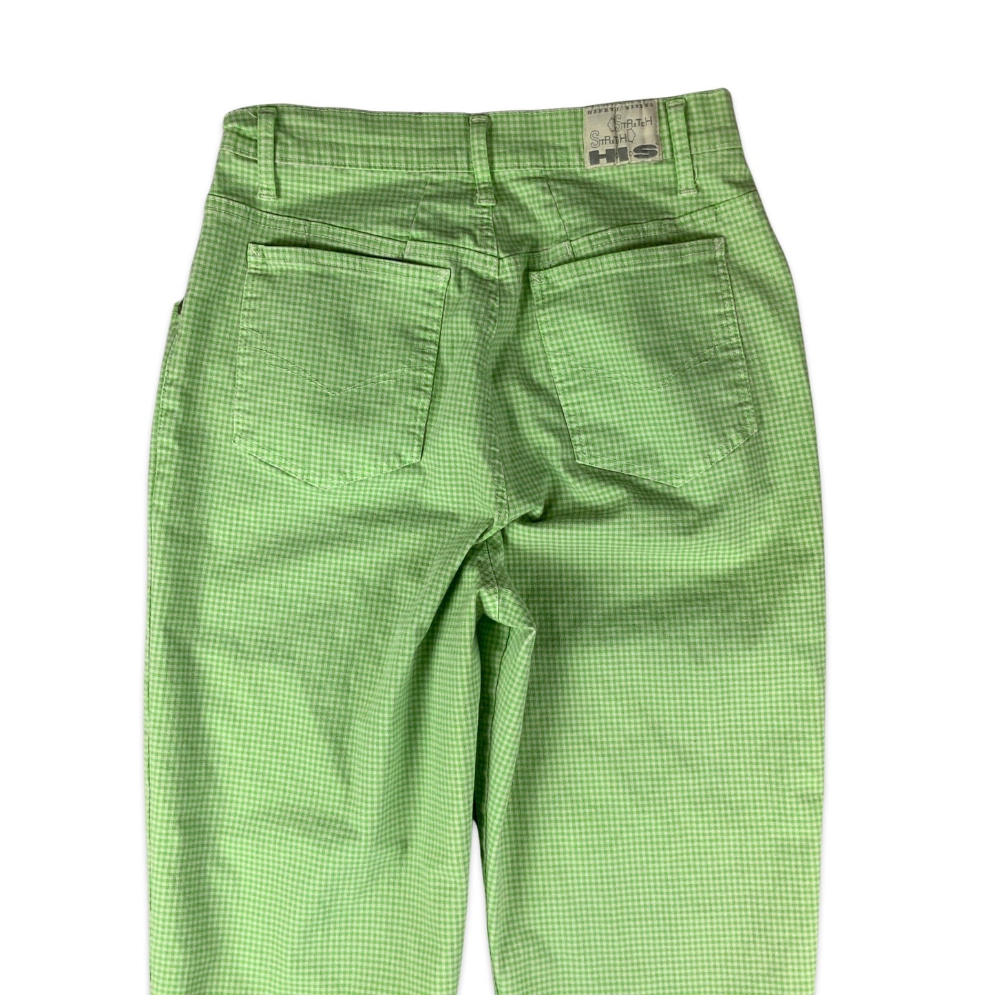 Vintage 90s Green & White Gingham High Waisted Jeans 10