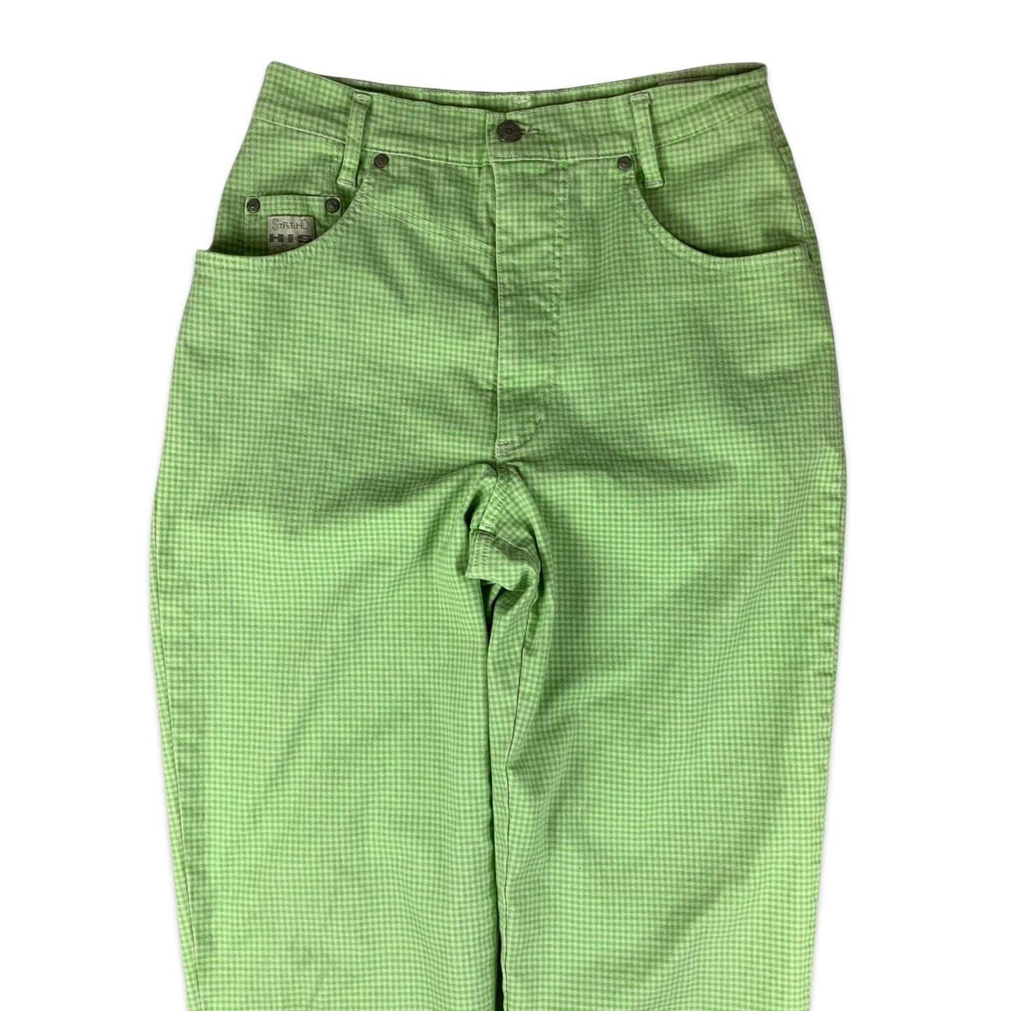 Vintage 90s Green & White Gingham High Waisted Jeans 10