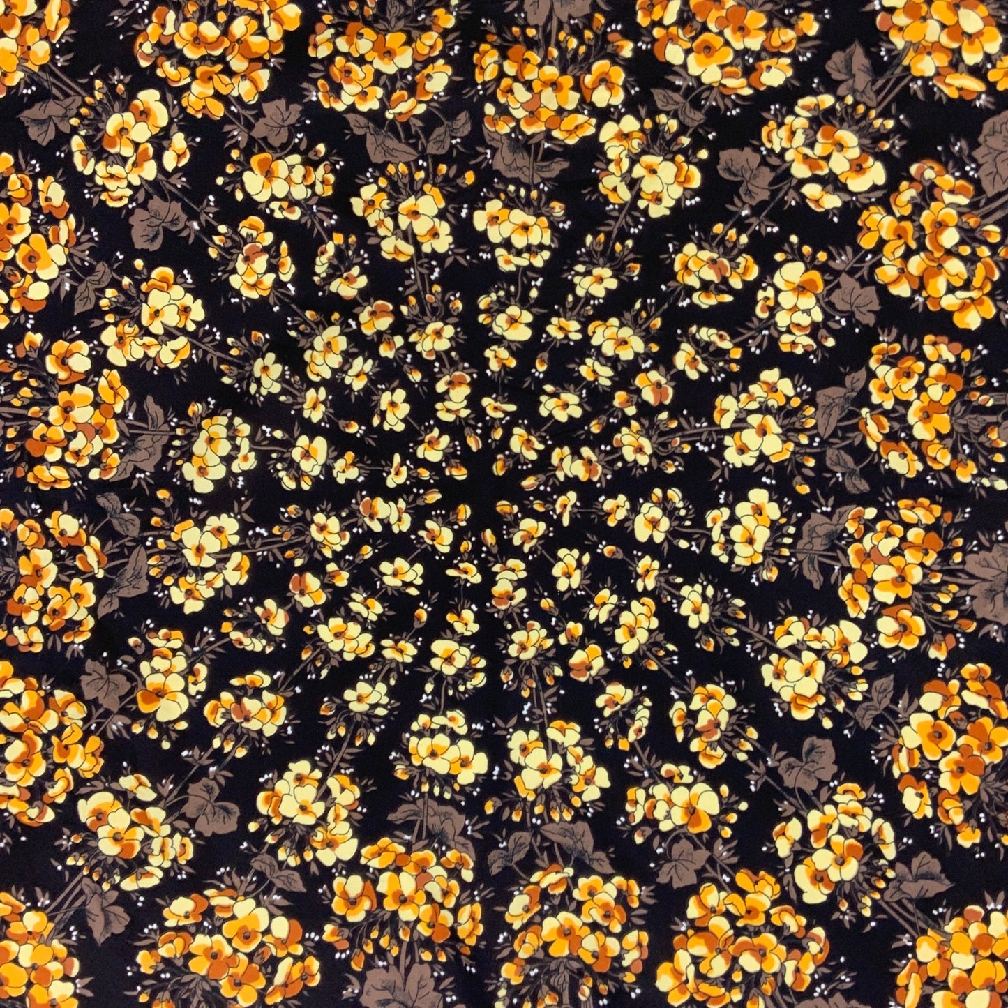 Vintage Brown, Orange, Yellow Floral Scarf