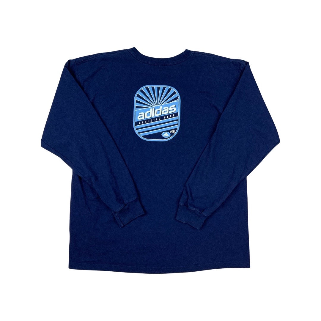 Vintage Y2K Adidas Long Sleeve T-Shirt Navy XL