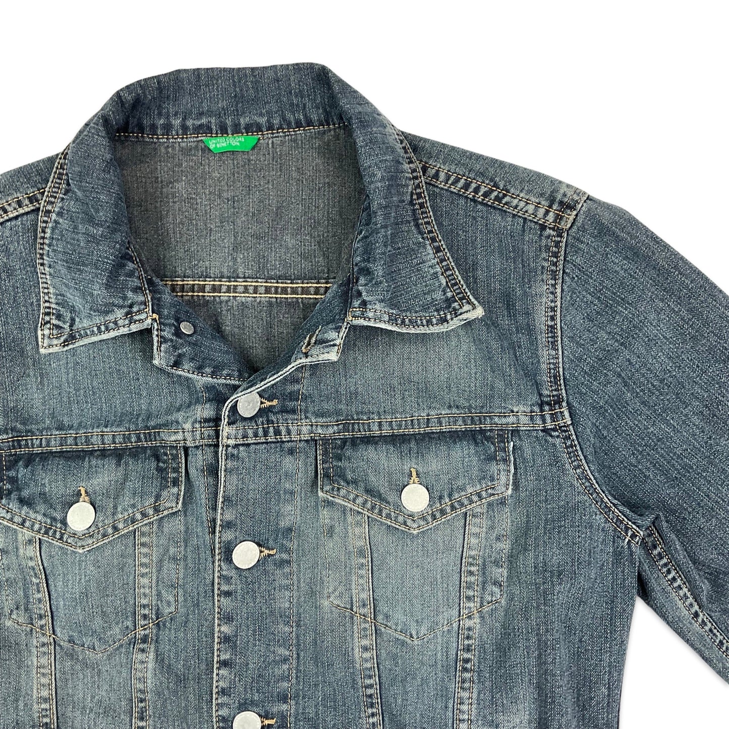 Vintage United Colours of Benetton Blue Denim Trucker Jacket XS S