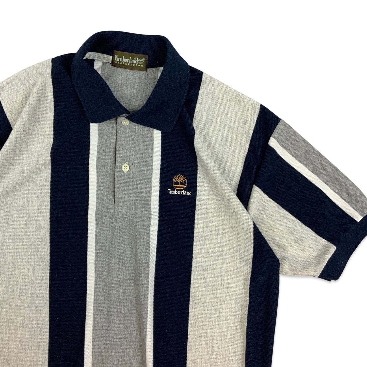 Vintage Timberland Striped Navy & Grey Polo Shirt S M