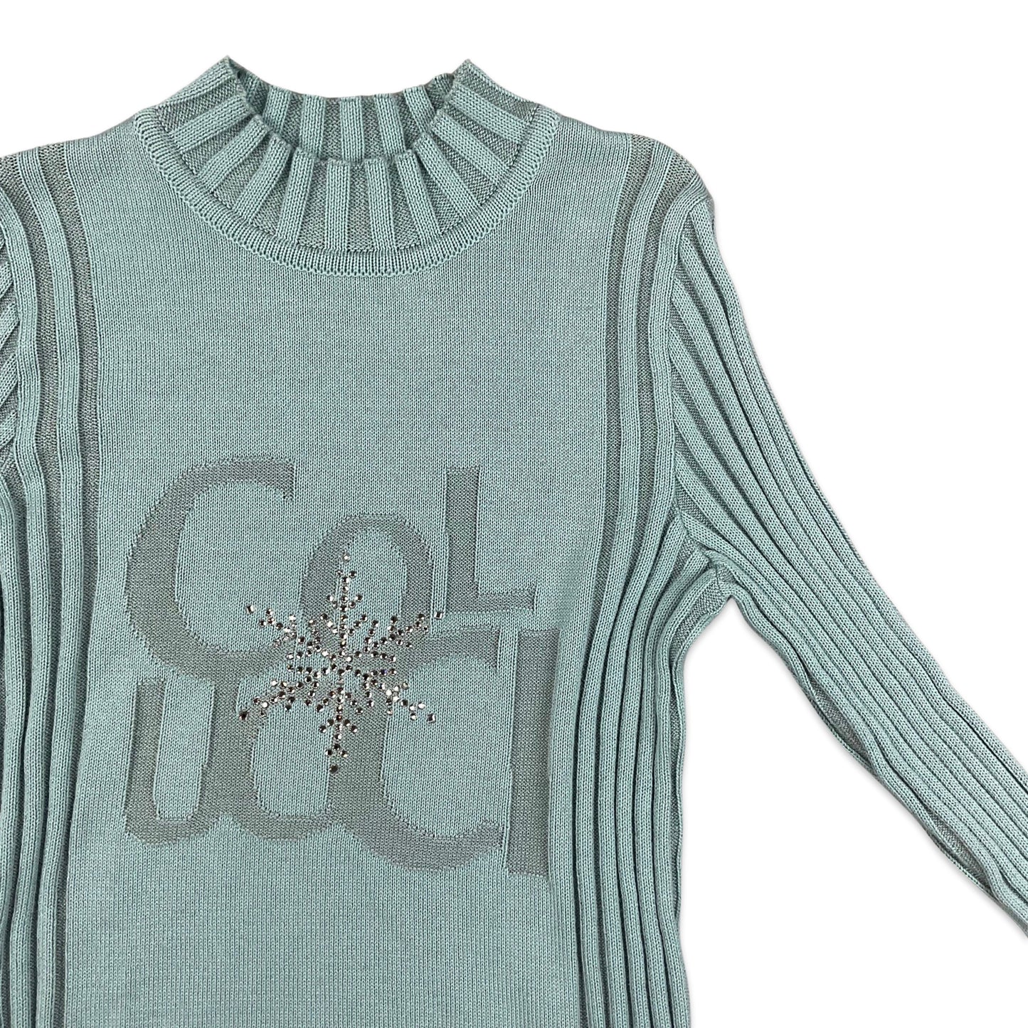 Vintage Carlo Colucci Ribbed Knit Blue Jumper 10 12 14 16