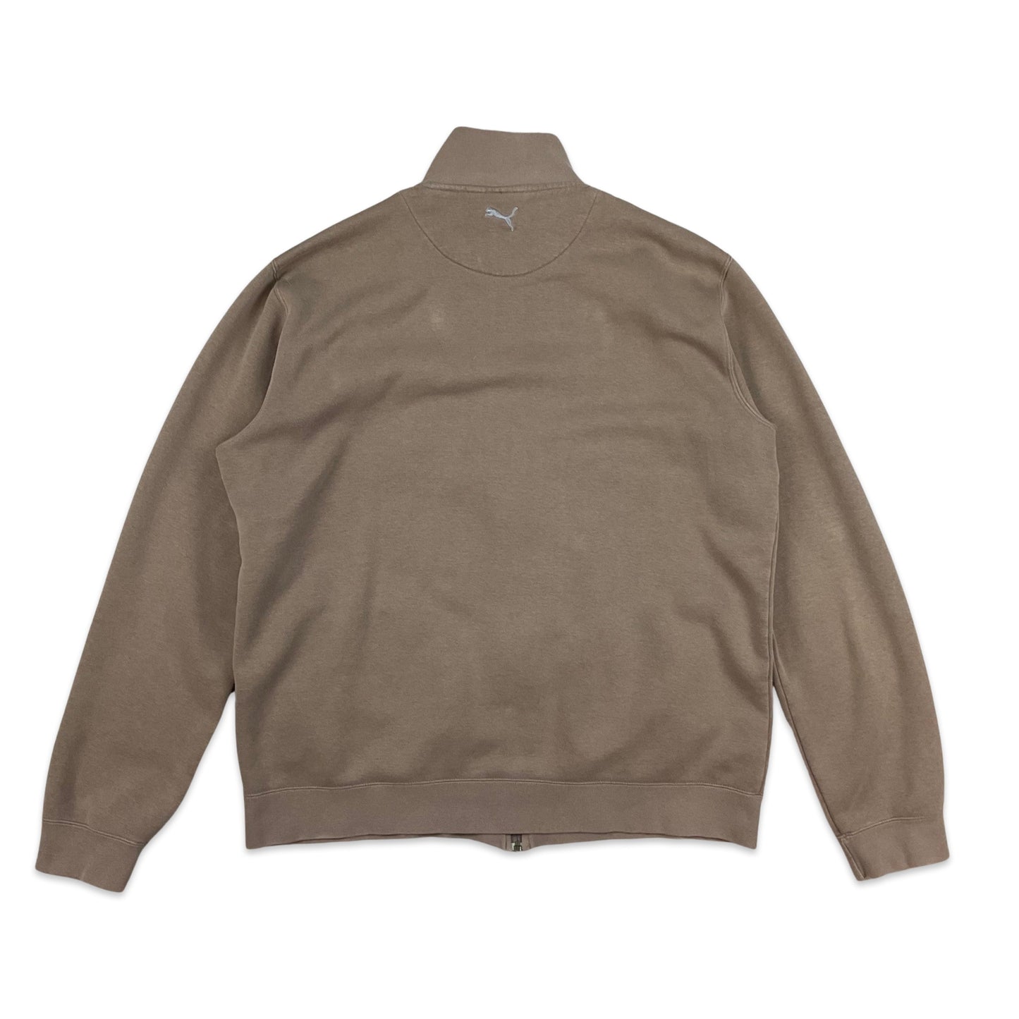 Brown Puma Spellout Zip Up Sweatshirt L XL