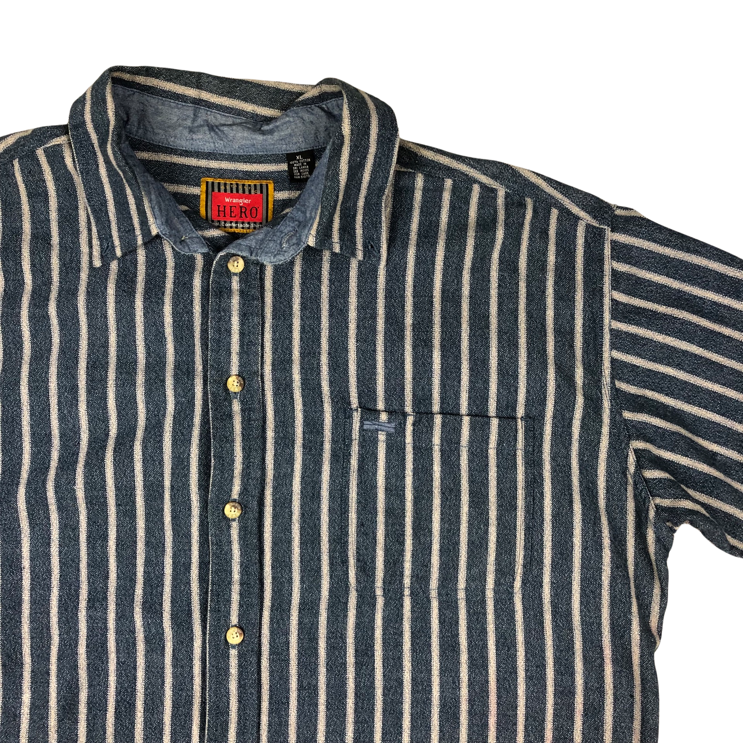 Vintage Wrangler Hero Striped Blue Flannel Shirt 3XL