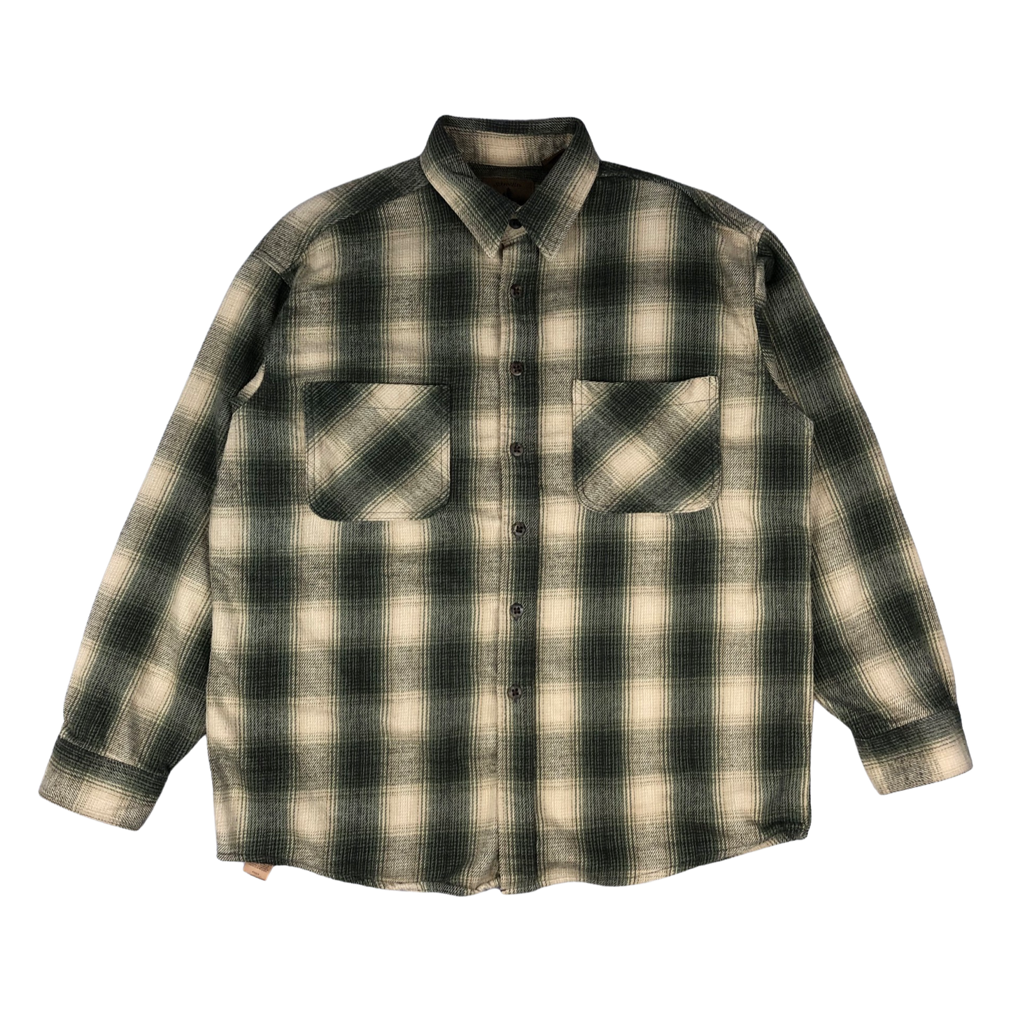 Vintage St. John's Bay Shadow Plaid Yellow and Green Flannel Shirt XL