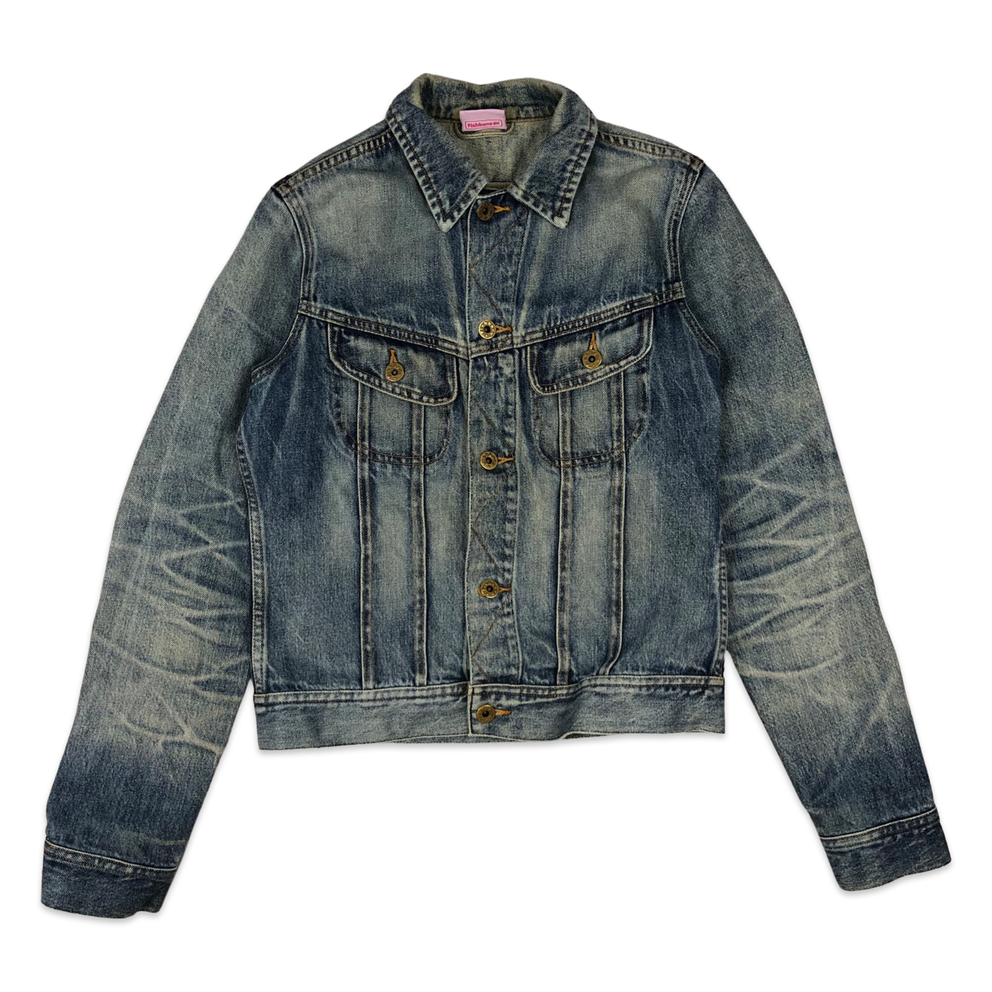 Vintage Y2K Fishbone Blue Denim Jacket 10