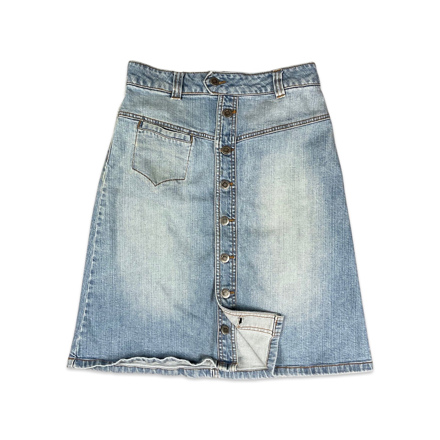 90s Y2K Blue Denim Button-up Midi Skirt 10
