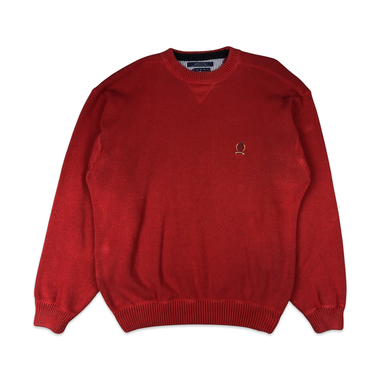 Vintage 90s Tommy Hilfiger Knit Jumper Red XL XXL