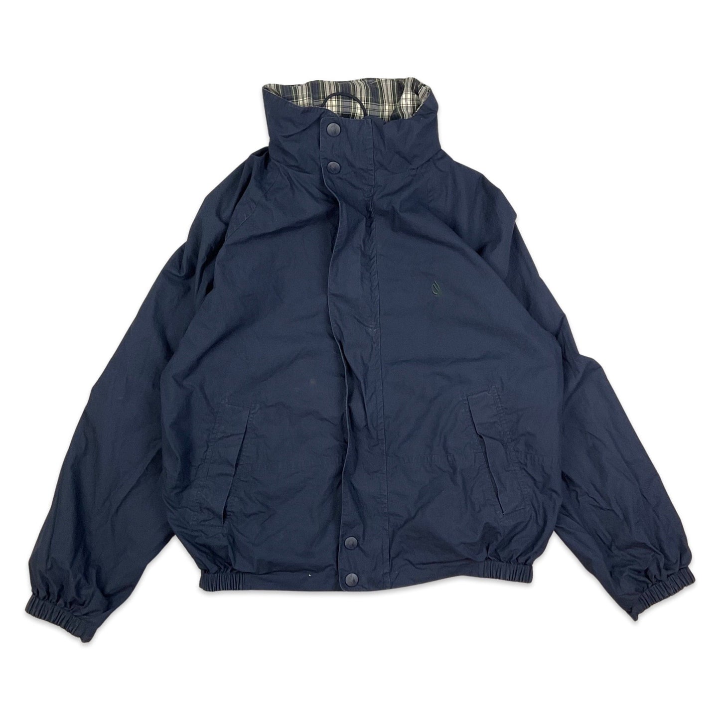 Vintage Nautica Plaid Navy Hooded Windbreaker XL 2XL 3XL Reversible