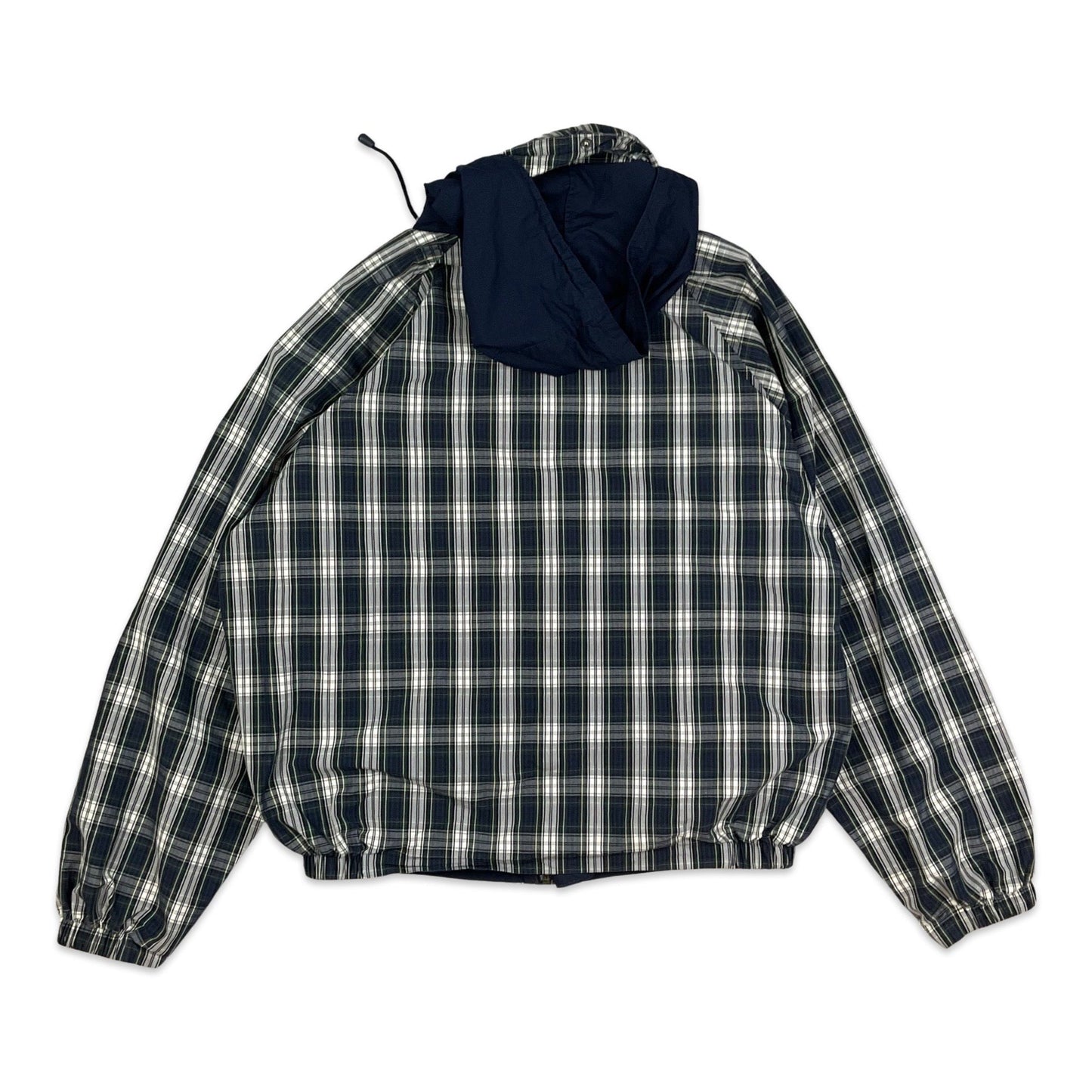 Vintage Nautica Plaid Navy Hooded Windbreaker XL 2XL 3XL Reversible