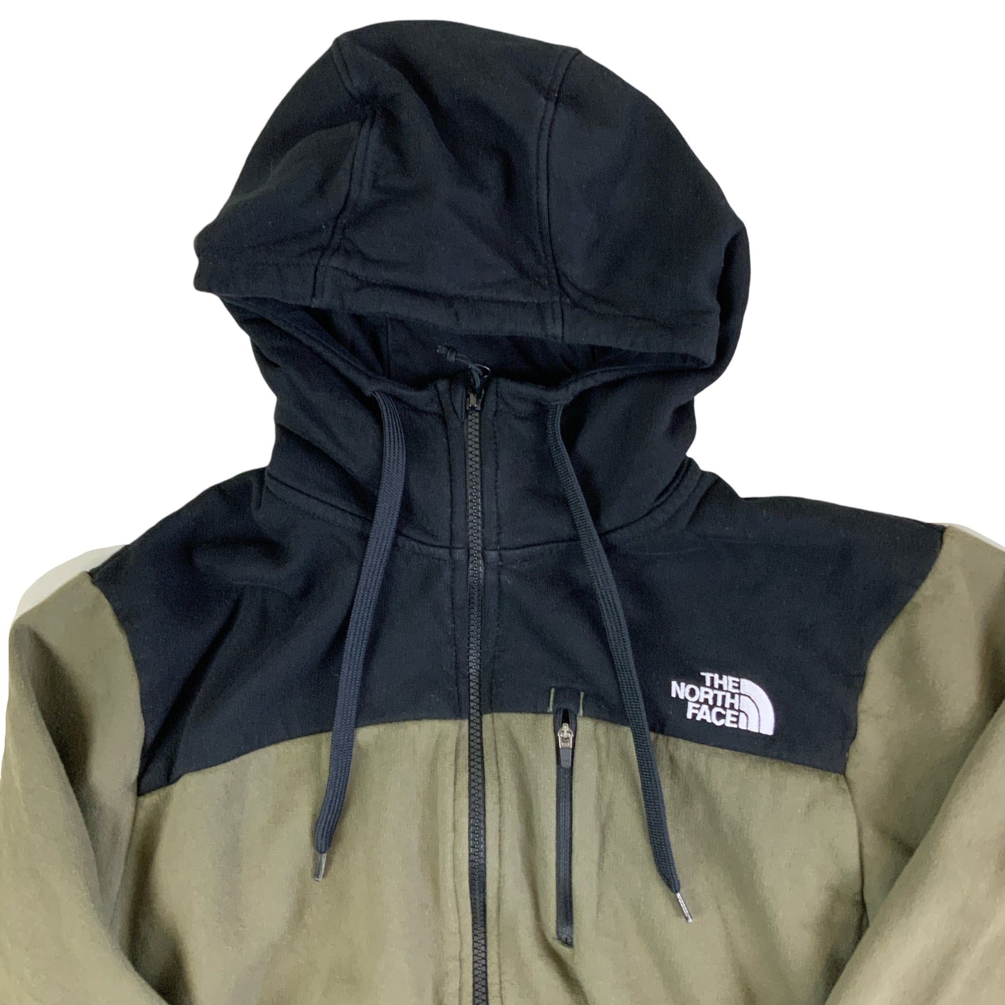 Vintage 'The North Face' Green Black Zip-UP Hoodie M L