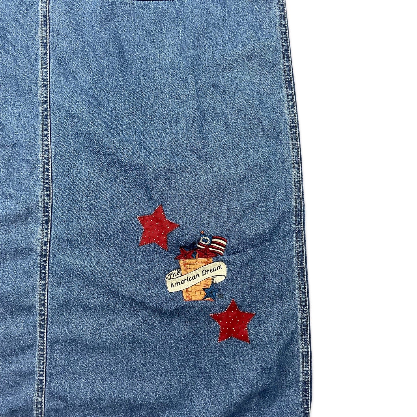Vintage 80s Americana Blue Denim Midi Dress 14 16