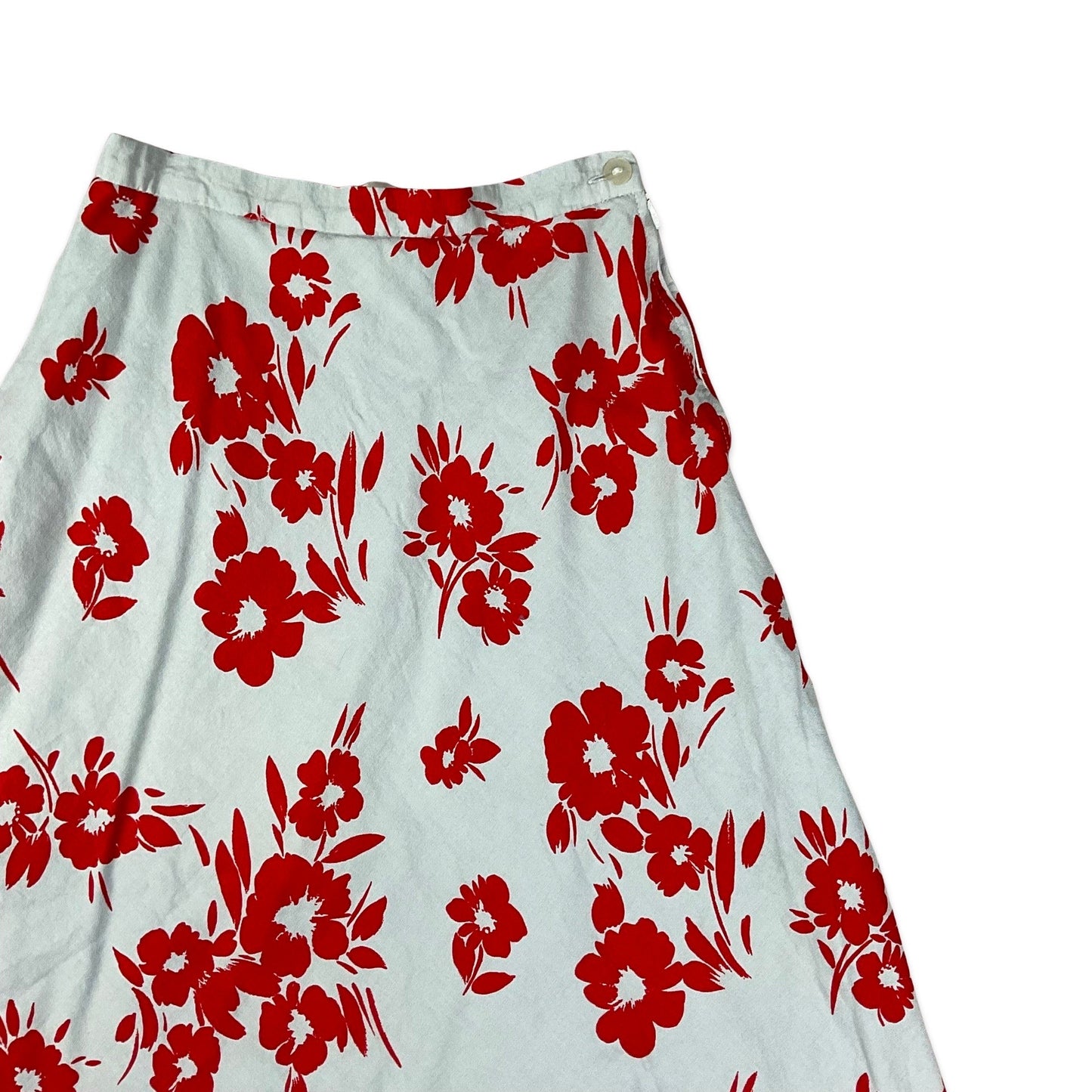 Vintage Grey & Red Floral Print A-line Skirt 4 6