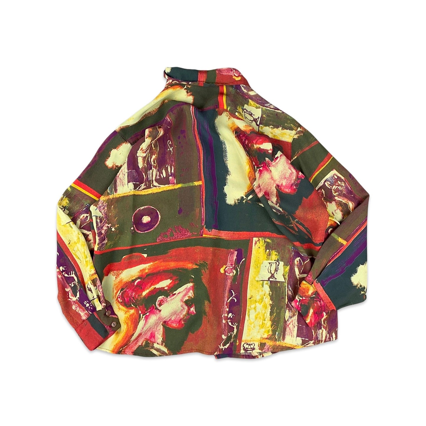 Vintage 80s 90s Abstract Print Red and Brown Shirt Blouse 12 14
