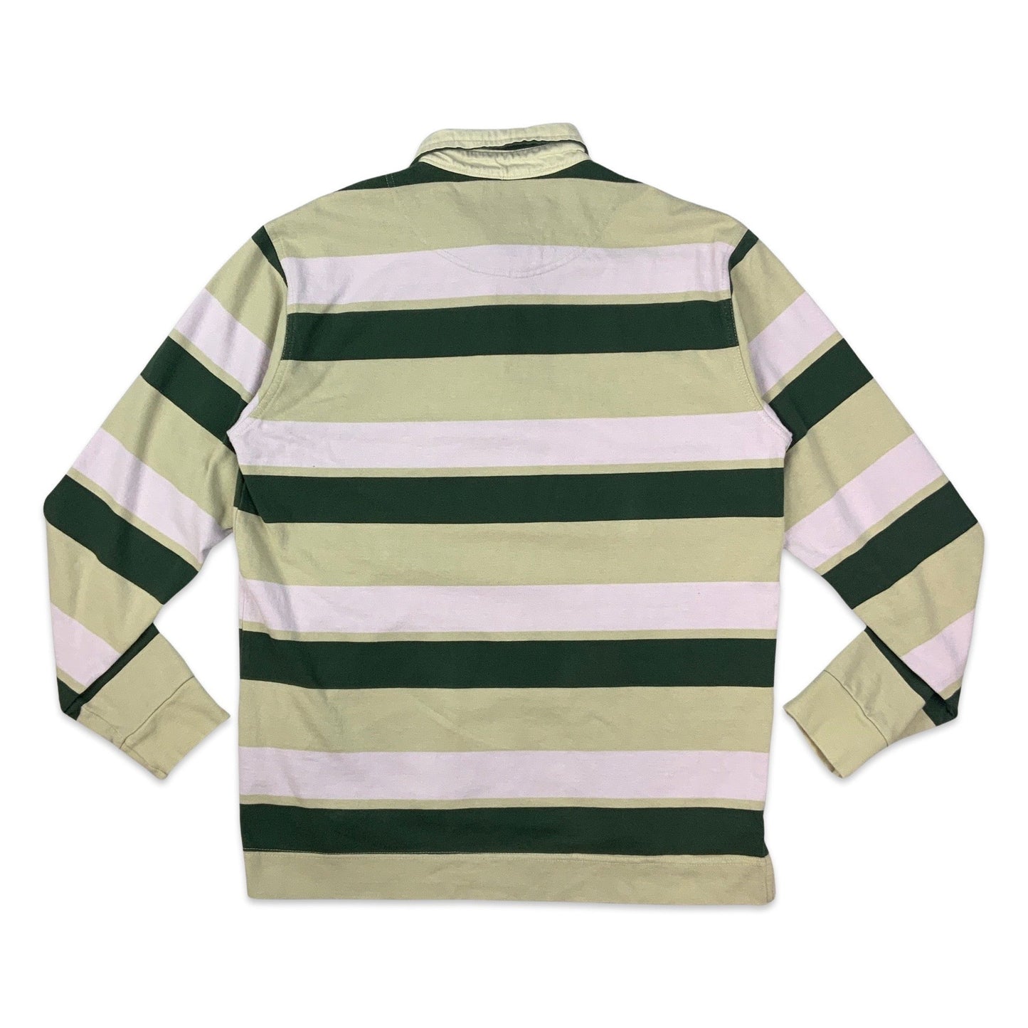 Vintage 90s Kappa Beige Green & Pink Striped Rugby Shirt M L