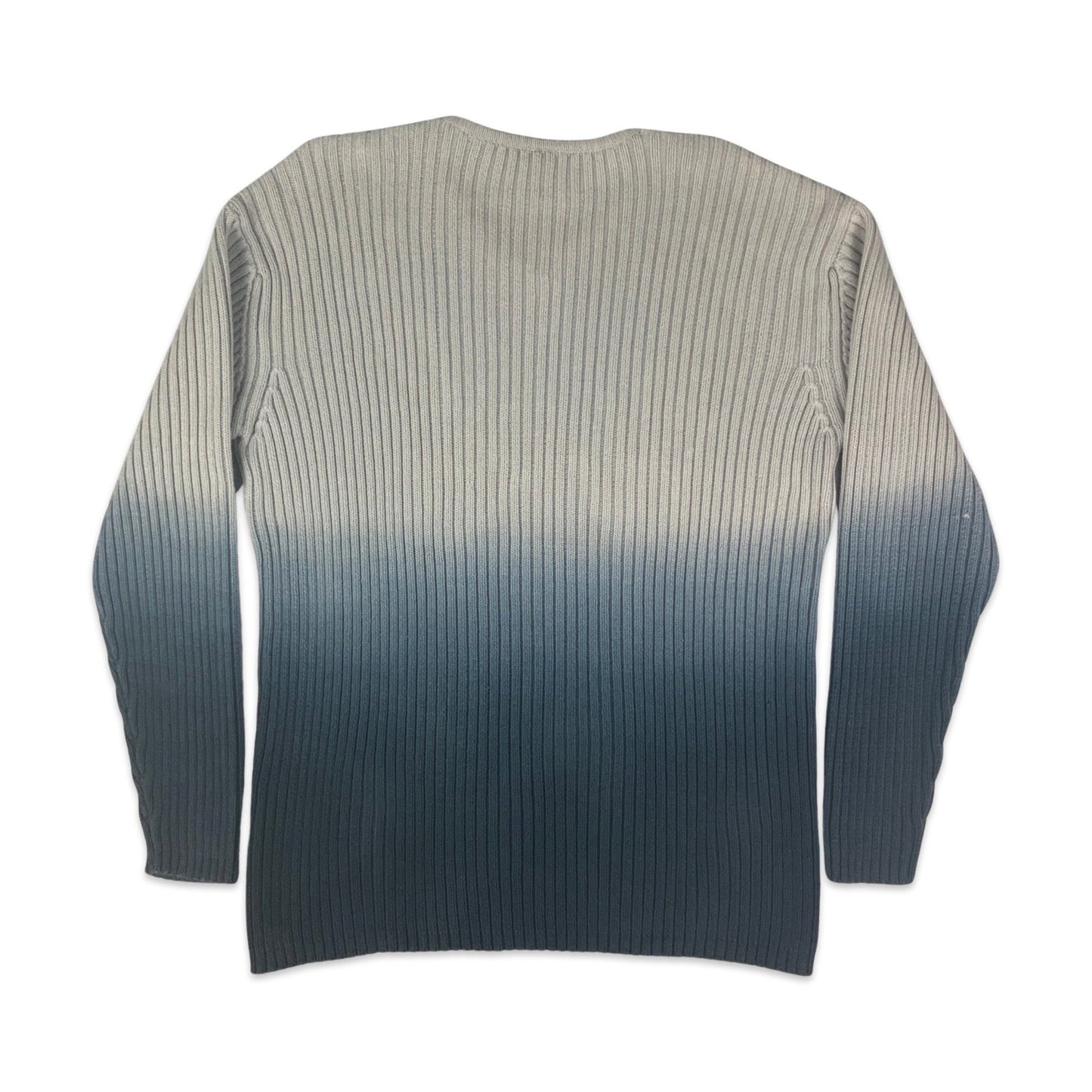 Vintage Grey & Blue Ombré Ribbed Jumper XL