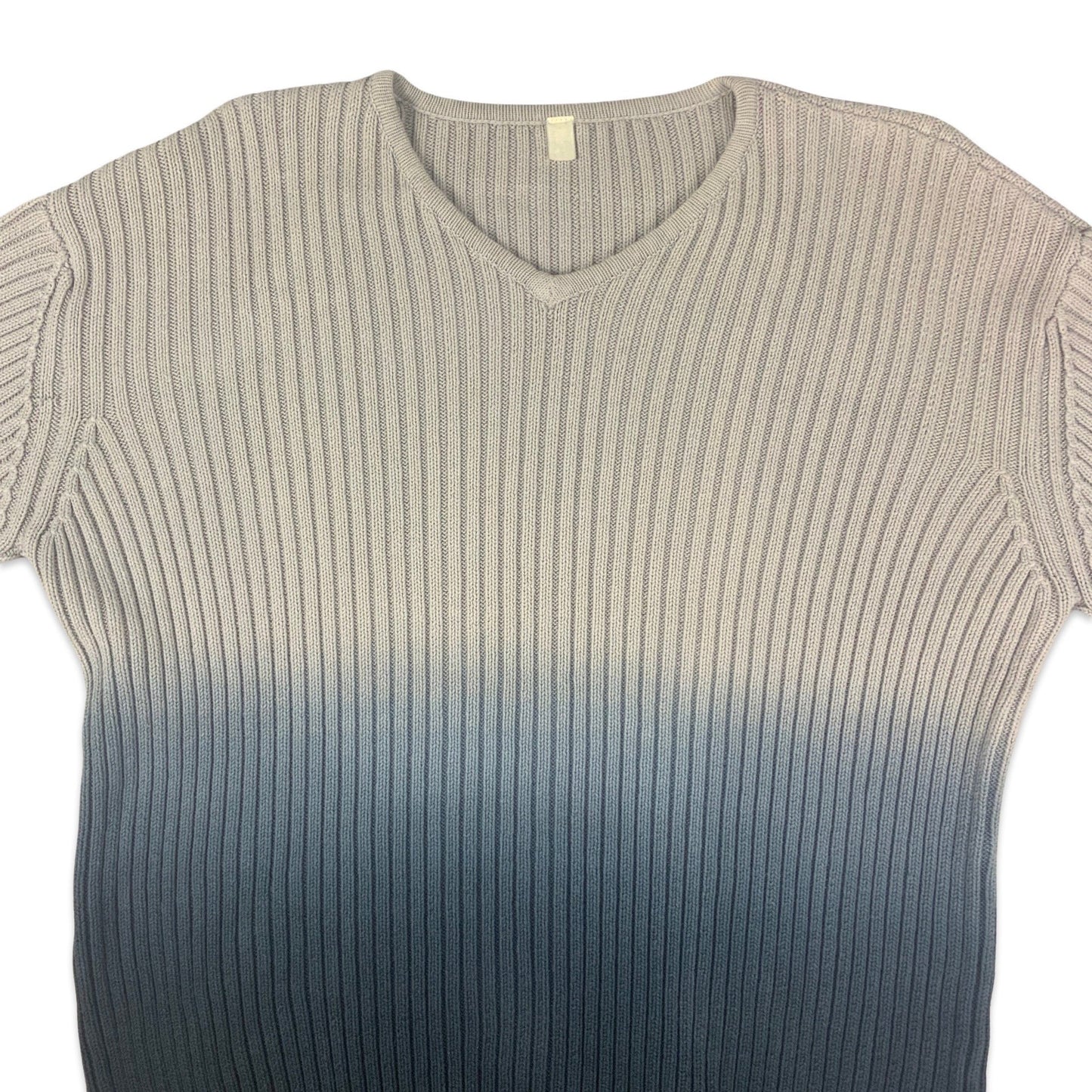 Vintage Grey & Blue Ombré Ribbed Jumper XL
