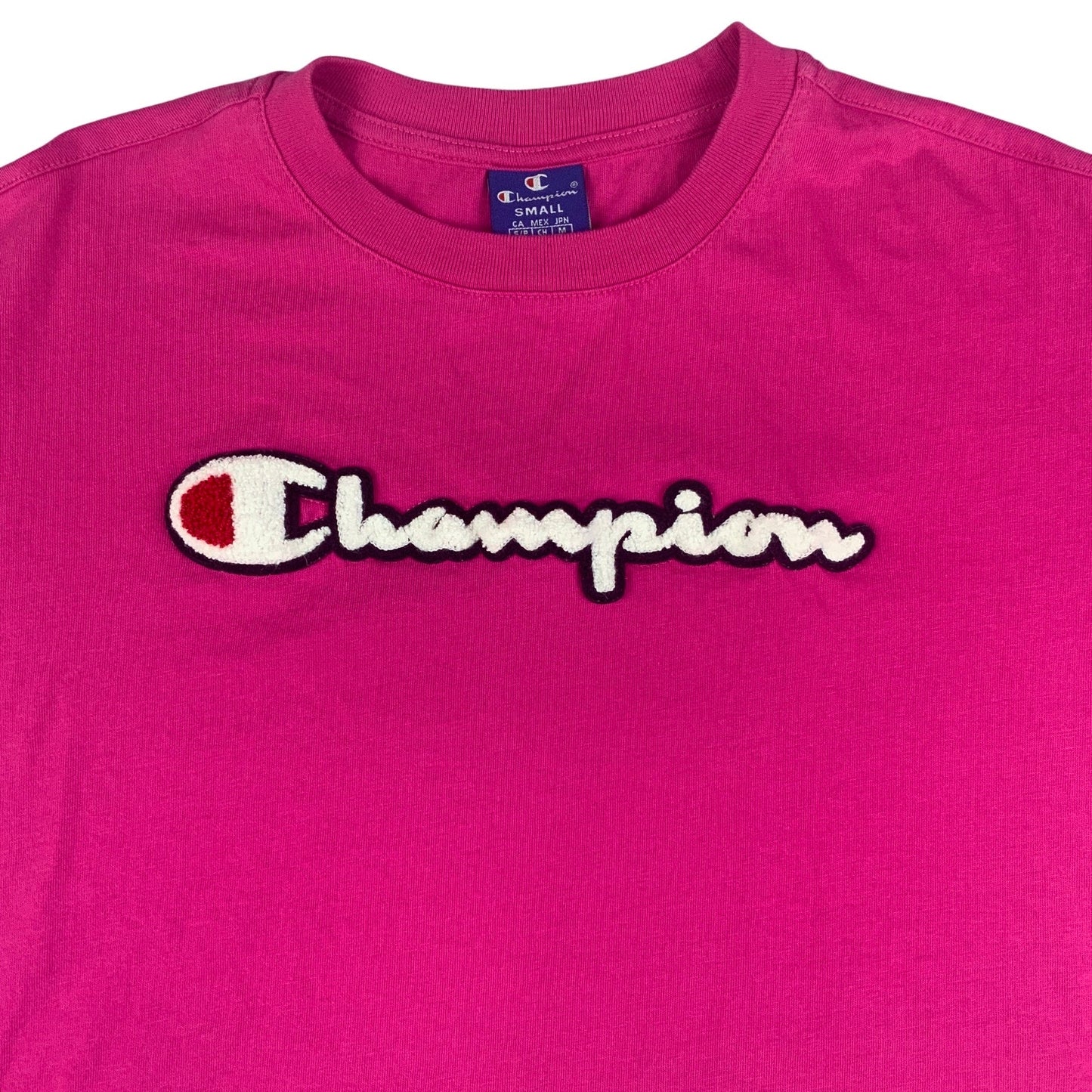 Vintage 90s Y2K Champion Hot Pink Crop Top 8 10 12