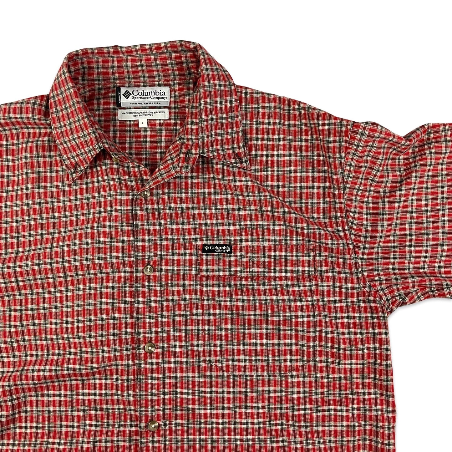 Vintage 90s Y2K Columbia Red Plaid Tech Shirt L XL