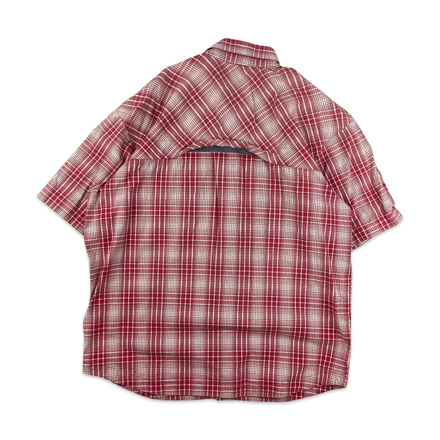 Vintage 2004 Adidas Red White Checked Plaid Tech Short Sleeve Shirt Extra Large