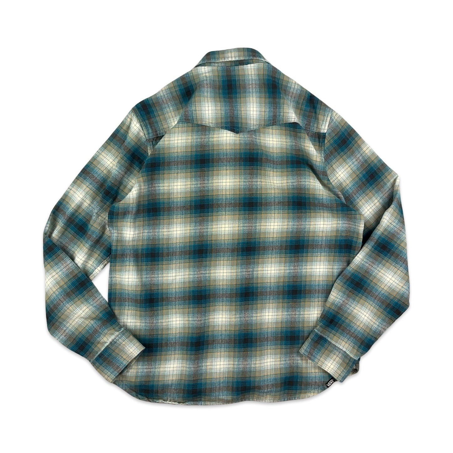 Vans Blue Black & Yellow Shadow Plaid Flannel Shirt M L
