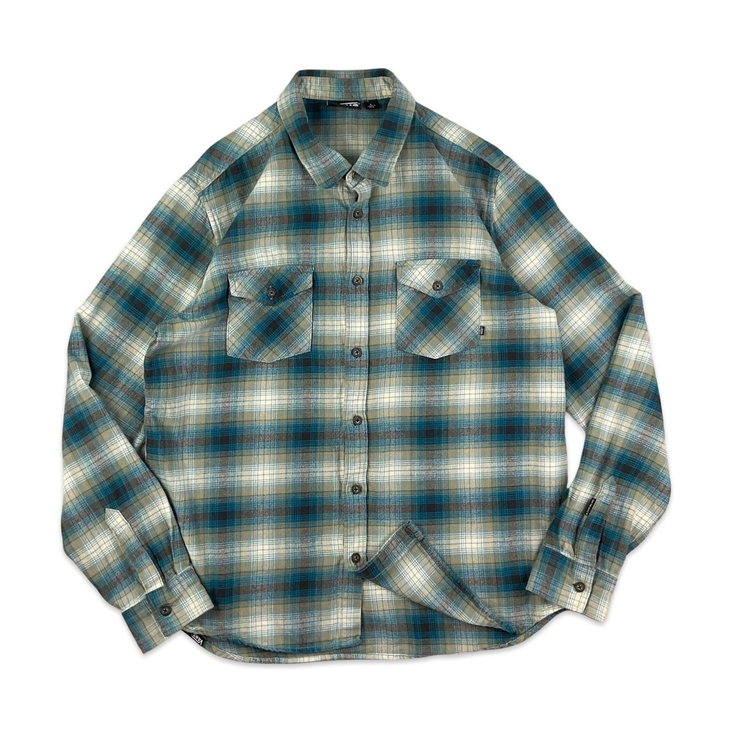 Vans Blue Black & Yellow Shadow Plaid Flannel Shirt M L
